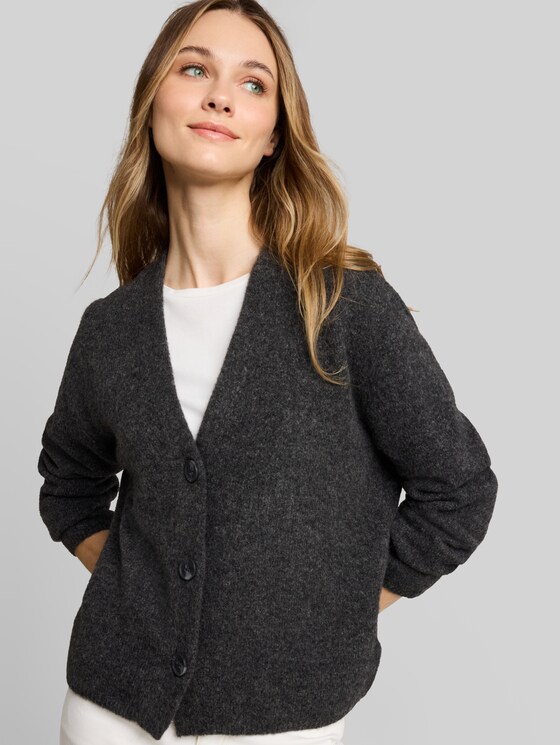Cosy cardigan with wool blend - Shale Grey Melange