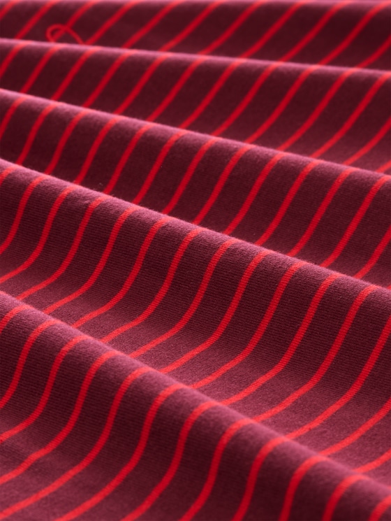 Plus Size - Long sleeve shirt with stripe pattern - preppy plum red stripe