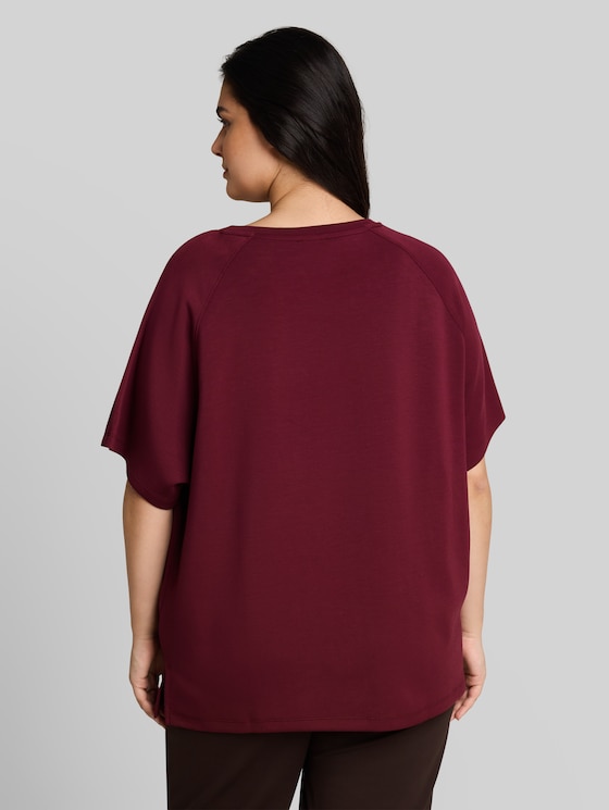 Plus Size - scuba T-shirt with lettering - Preppy Plum