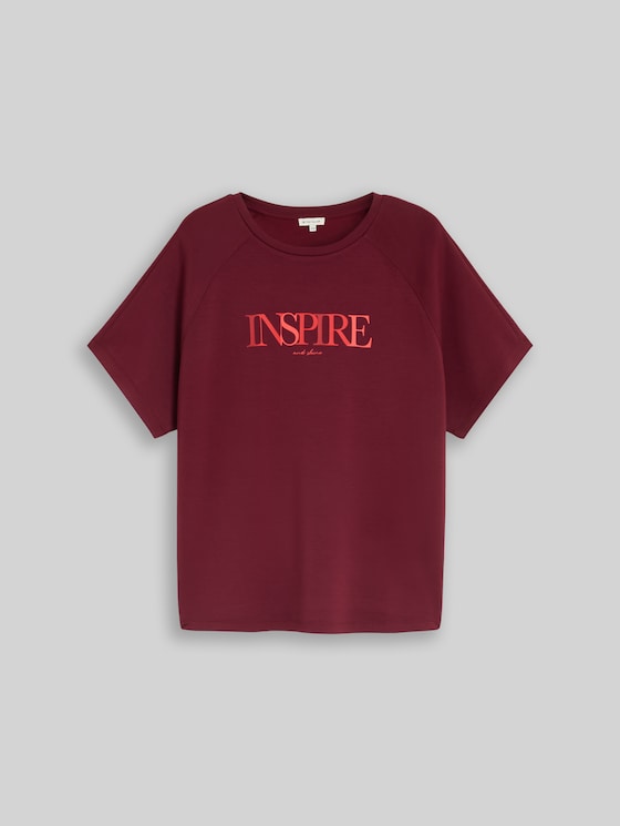 Plus Size - scuba T-shirt with lettering - Preppy Plum