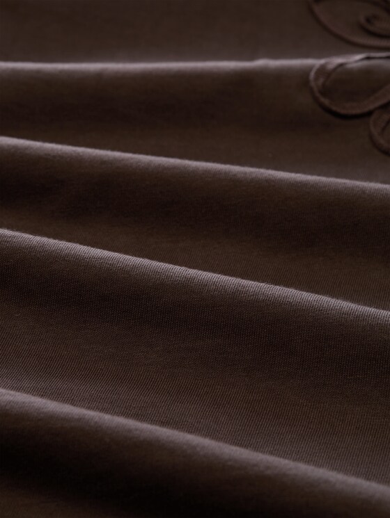 Plus Size – Loose-fit T-shirt with floral appliqué - java dark brown