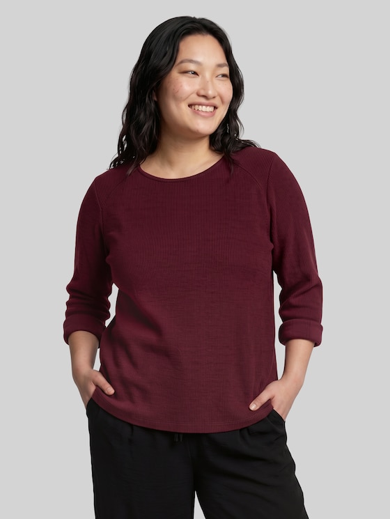 Plus Size - Cosy Sweatshirt with a melange look - dark preppy plum melange