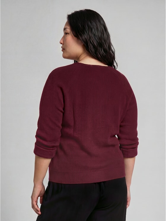 Plus Size - Cosy Sweatshirt with a melange look - dark preppy plum melange