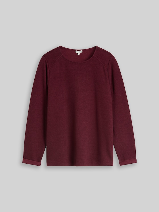 Plus Size - Cosy Sweatshirt with a melange look - dark preppy plum melange