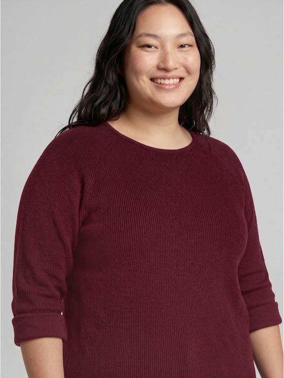 Plus Size - Cosy Sweatshirt with a melange look - dark preppy plum melange