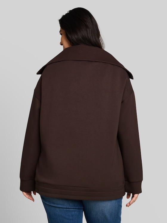 Plus Size - Scuba Troyer Sweatshirt - java dark brown