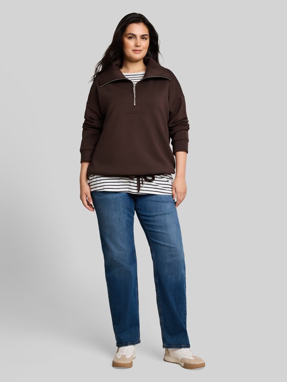 Plus Size - Scuba Troyer Sweatshirt - java dark brown
