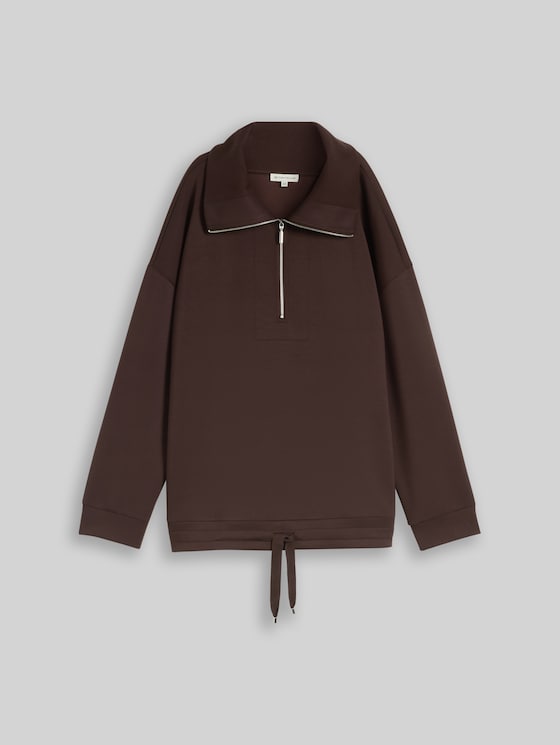 Plus Size - Scuba Troyer Sweatshirt - java dark brown