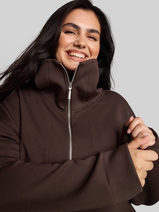 Plus Size - Scuba Troyer Sweatshirt - java dark brown