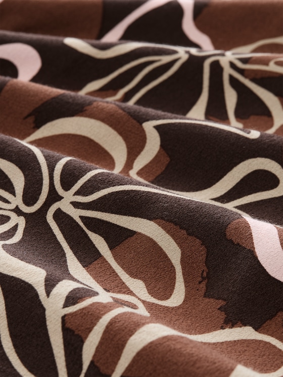 Plus Size - viscose blouse - brown big flower design