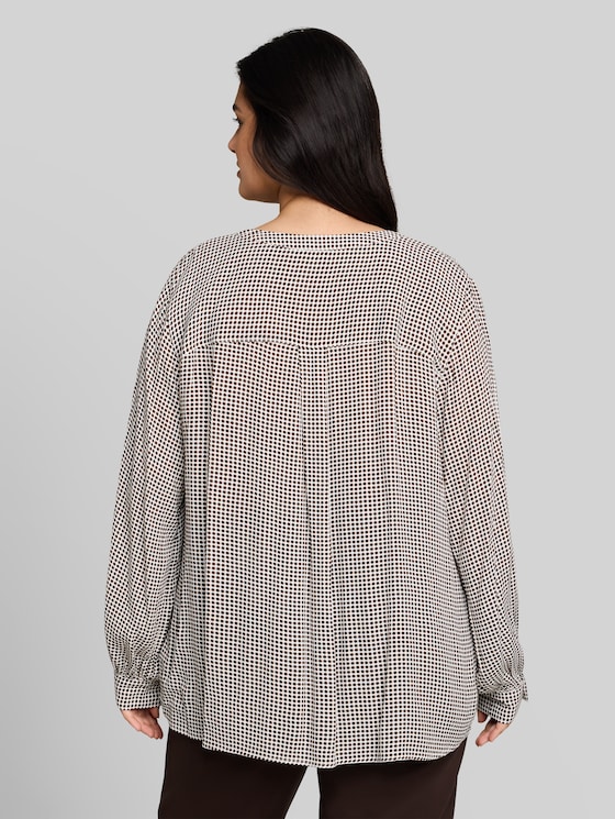 Plus Size - viscose blouse - small brown dot print