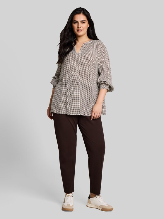 Plus Size - viscose blouse - small brown dot print
