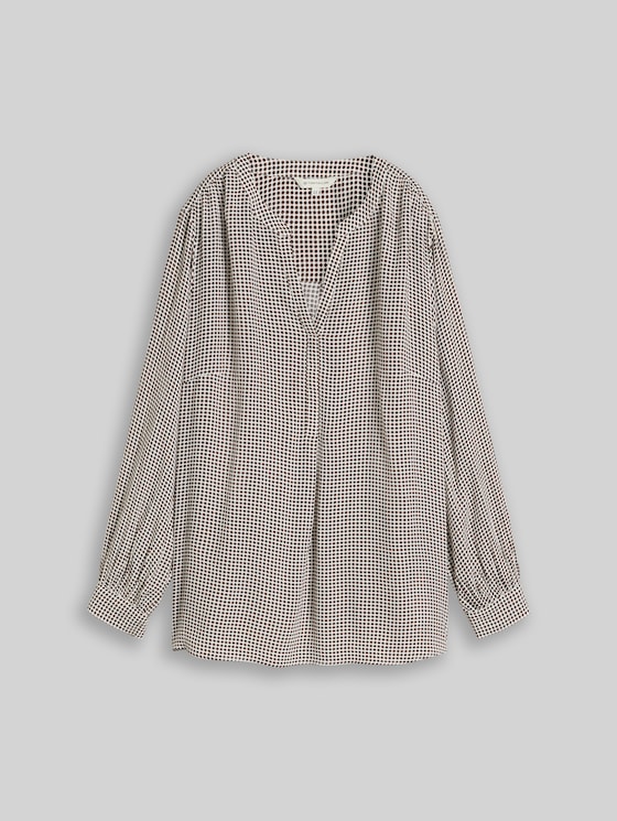 Plus Size - viscose blouse - small brown dot print