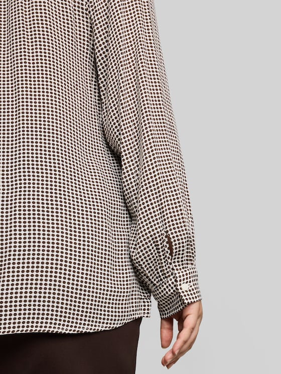 Plus Size - viscose blouse - small brown dot print
