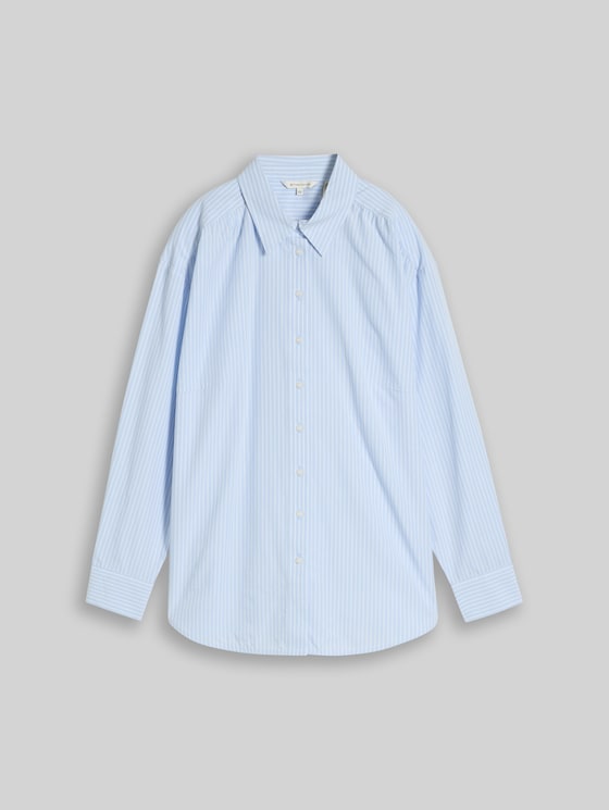 Plus Size – Loose-fit poplin shirt-style top - mid blue white stripe