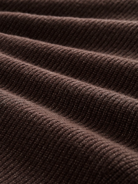 Plus Size - oversized knitted jumper with a round neckline - java dark brown melange