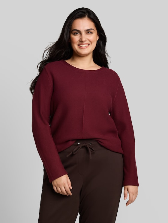 Plus Size – Cotton knitted jumper - Preppy Plum