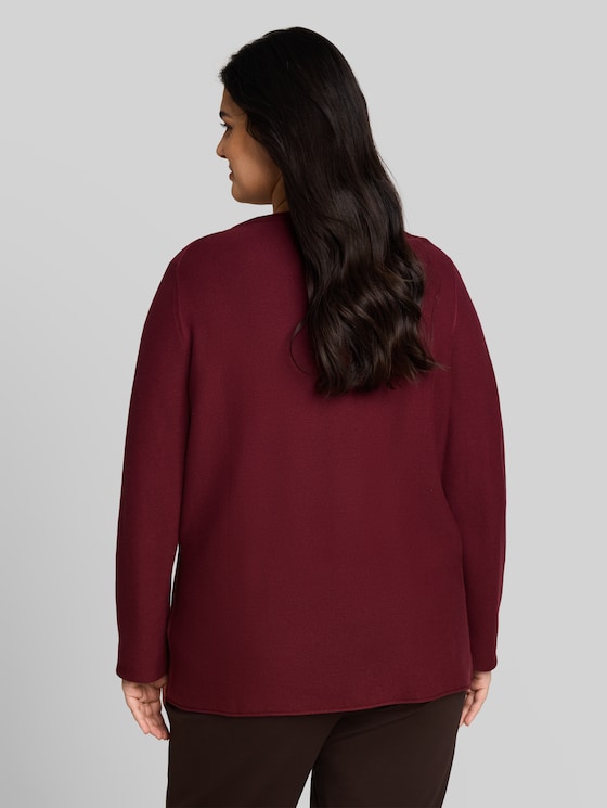 Plus Size – Cotton knitted jumper - Preppy Plum