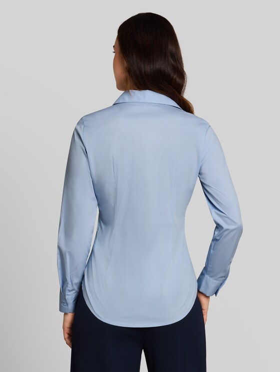 Fitted poplin shirt-blouse - Kentucky Blue