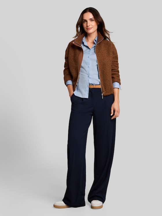 Fitted poplin shirt-blouse - Kentucky Blue