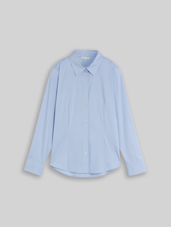 Fitted poplin shirt-blouse - Kentucky Blue