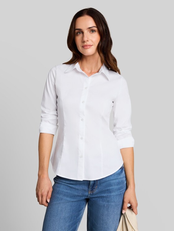 Fitted poplin shirt-blouse - White
