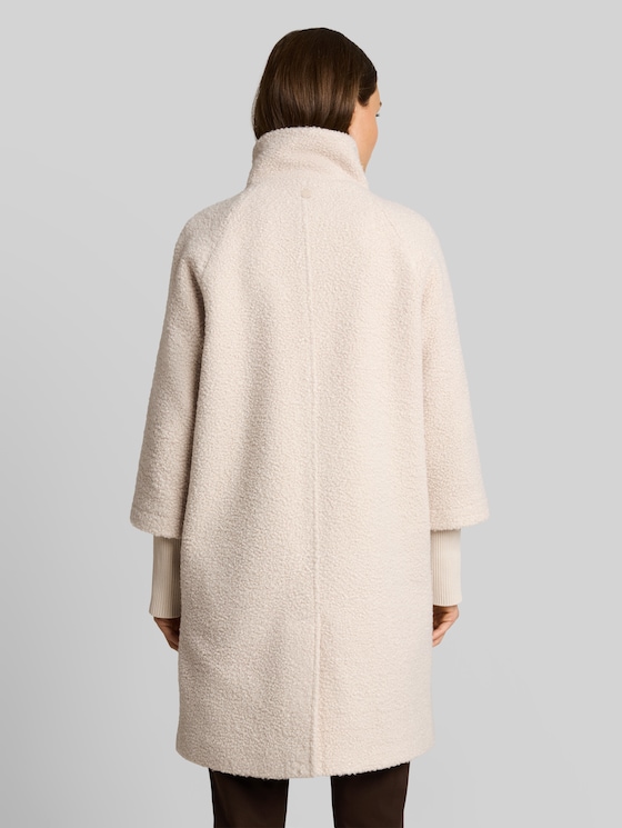 Bouclé coat with a 2-in-1 look - cold beige