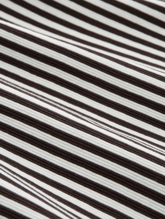 Loose-fit long-sleeved T-shirt with a striped pattern - brown white stripe