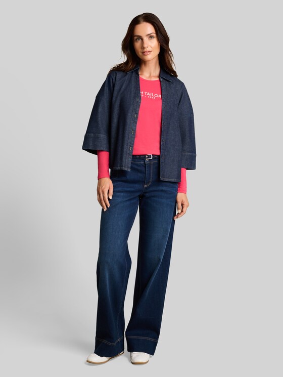 Long-sleeved top with logo print - rose pink