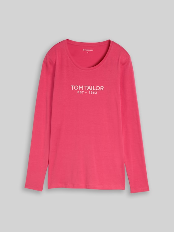Long-sleeved top with logo print - rose pink