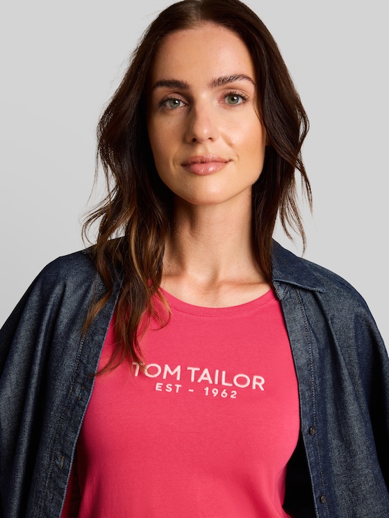 Long-sleeved top with logo print - rose pink