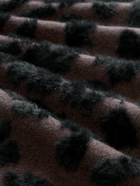 Oversized knitted jumper with leopard print - java brown big leo design