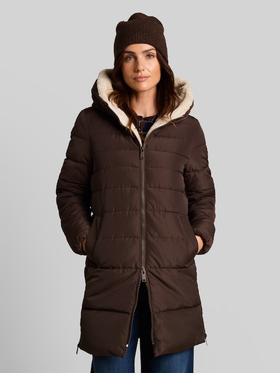 Puffer coat made from water-repellent fabric - java dark brown