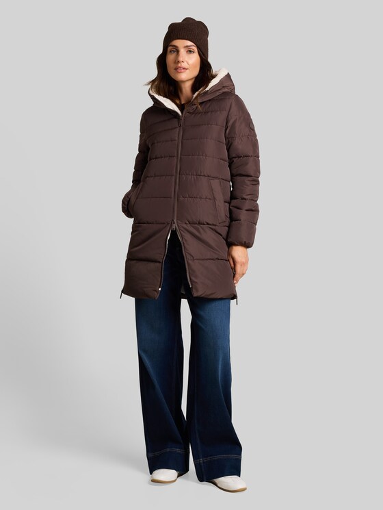 Puffer coat made from water-repellent fabric - java dark brown