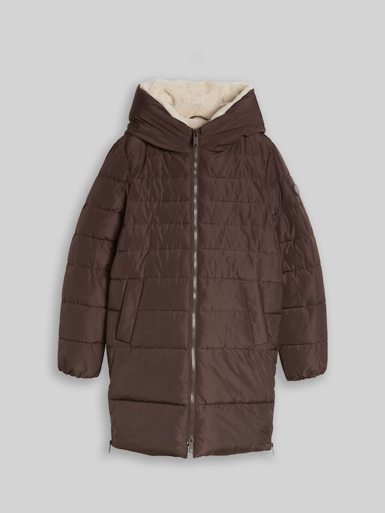 Puffer coat made from water-repellent fabric - java dark brown