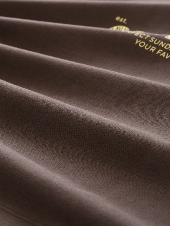 Boxy-fit T-shirt with print - cool dark brown