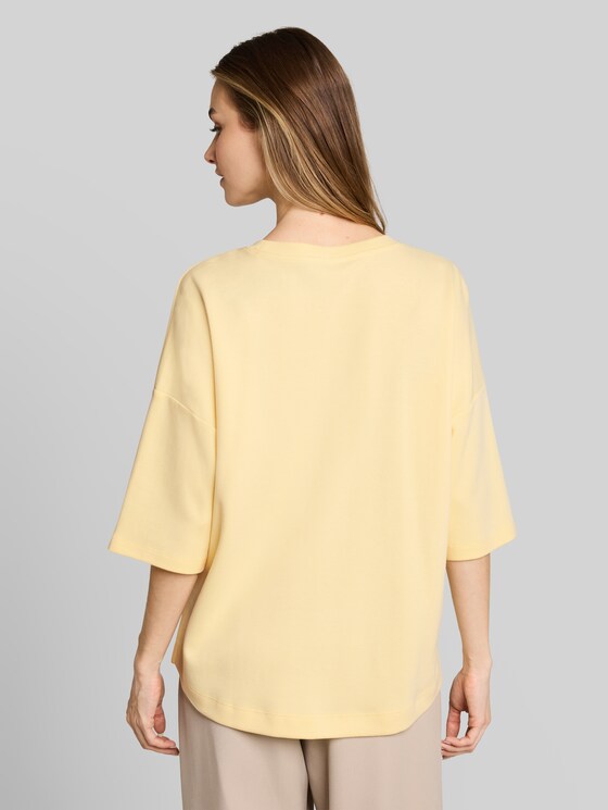 Boxy-fit T-shirt with print - soft vanilla yellow
