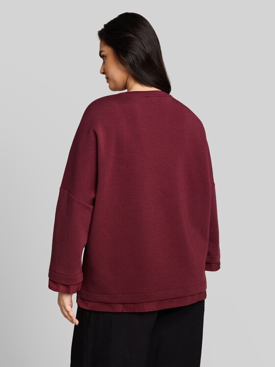 Plus Size - Loose-fit sweatshirt with 7/8 sleeves - Preppy Plum