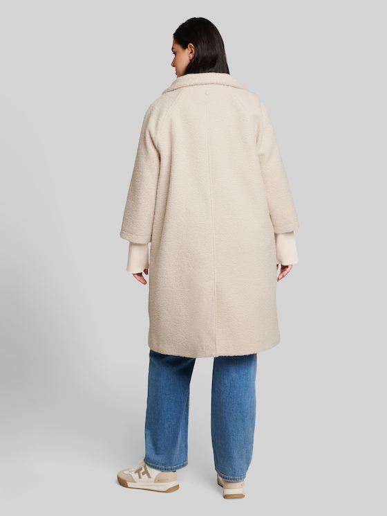 Plus Size - Bouclé coat with a 2-in-1 look - cold beige