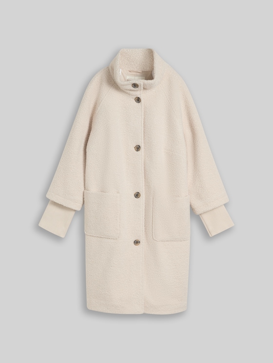Plus Size - Bouclé coat with a 2-in-1 look - cold beige