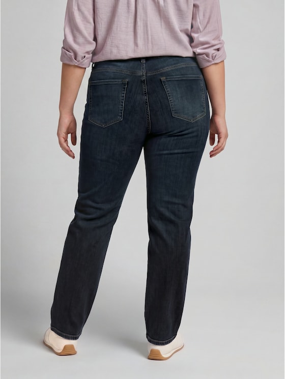 Plus Size - TTPLUS STRAIGHT Stretch Jeans - Black Blue Denim