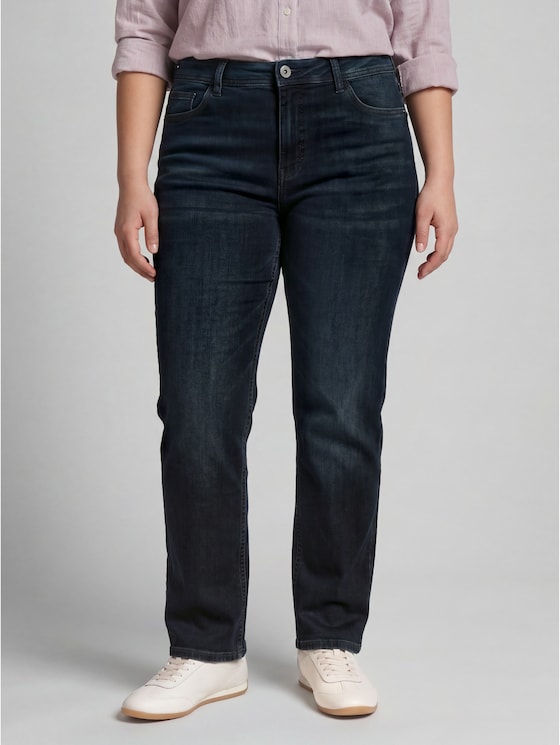 Plus Size - TTPLUS STRAIGHT Stretch Jeans - Black Blue Denim