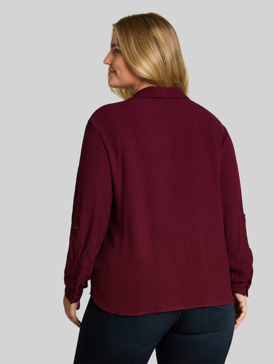Plus Size – Loose-fit seersucker blouse - Preppy Plum