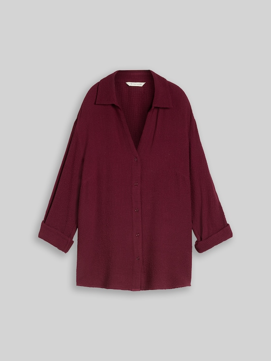 Plus Size – Loose-fit seersucker blouse - Preppy Plum