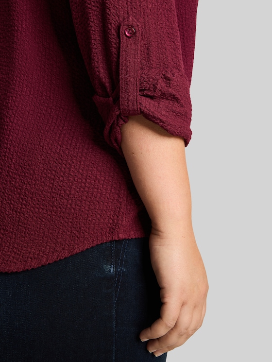 Plus Size – Loose-fit seersucker blouse - Preppy Plum
