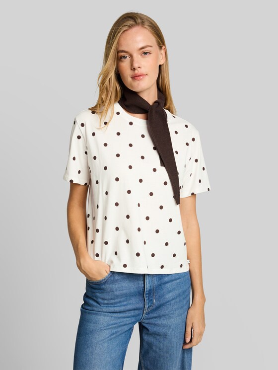 Boxy-fit T-shirt with dots - off white dark brown dot