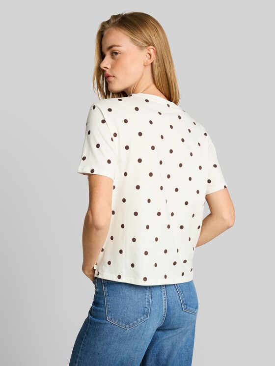 Boxy-fit T-shirt with dots - off white dark brown dot
