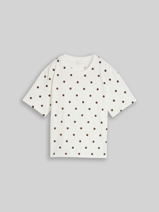 Boxy-fit T-shirt with dots - off white dark brown dot
