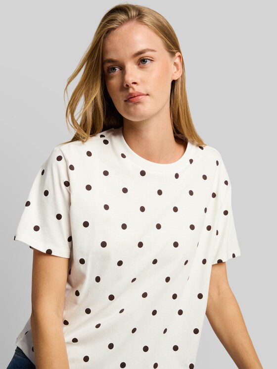 Boxy-fit T-shirt with dots - off white dark brown dot