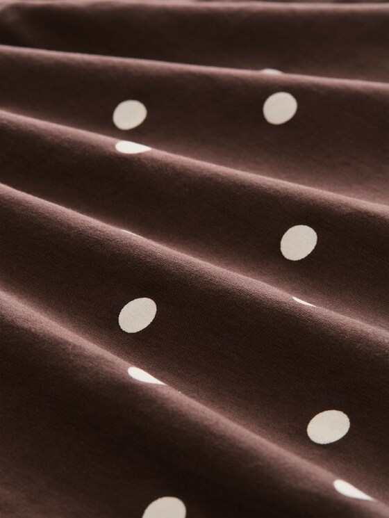 Boxy-fit T-shirt with dots - dark brown white dot